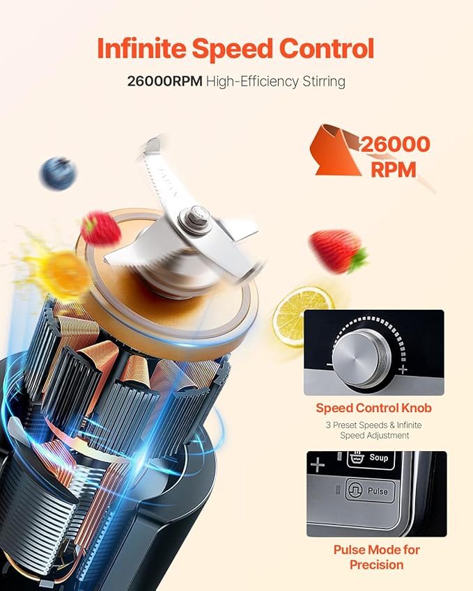 VEVOR Blender for Smoothies, 85 oz 1400W, Professional Blender - Image 2