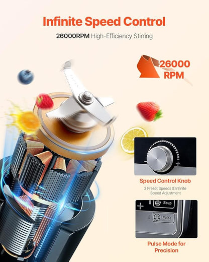 VEVOR Blender for Smoothies, 85 oz 1400W, Professional Blender - Image 2
