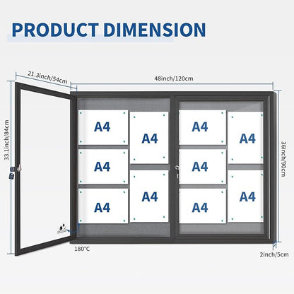 Enclosed Bulletin Board Lockable, Double-Door Weatherproof Outdoor Noticeboard - Image 4