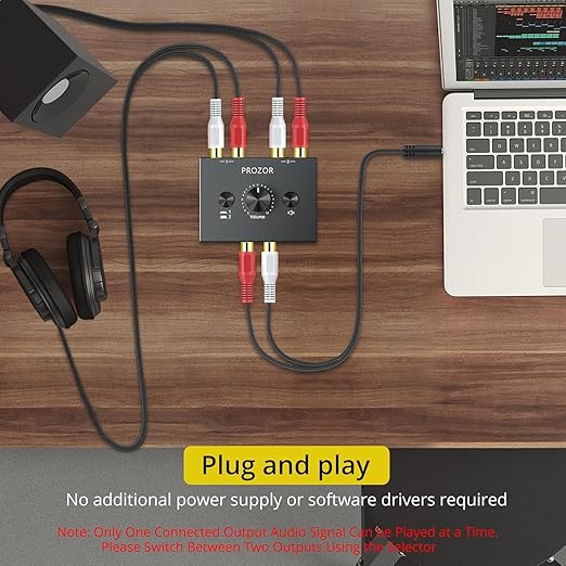 PROZOR RCA Stereo Audio Switcher - 2 in 1 Out R/L Stereo Audio Switch - Image 4