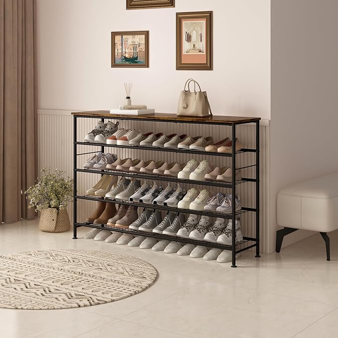 SUOERNUO Shoe Rack 5 Tier Shoe Storage Organizer Metal Mesh Shelves - Image 2