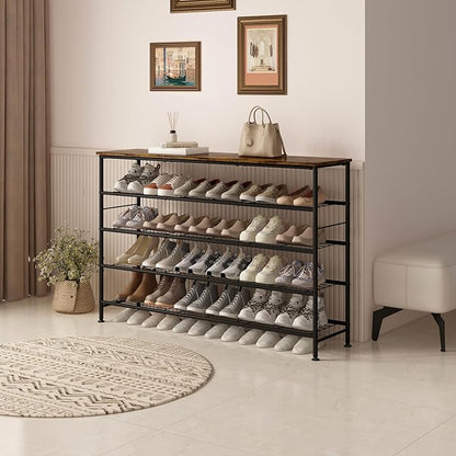 SUOERNUO Shoe Rack 5 Tier Shoe Storage Organizer Metal Mesh Shelves - Image 2