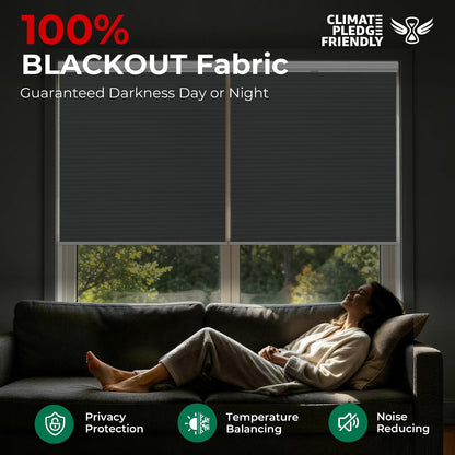 Allesin Top Down Bottom Up Cordless Cellular Shades,Thermal Insulation Honeycomb Blinds for Indoor Windows,Blackout (Dark Gray-no Drill,34.5"x64")