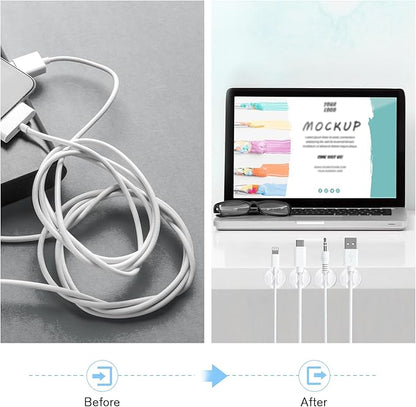 12 Pack Cable Clips, Znben Clear Cord Organizer Holder Adhesive Cord Management - Image 2