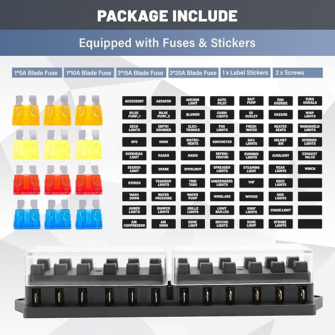 RED WOLF 12 Way Fuse Block Blade Box Holder Standard Circuit Fuses Holder Fit - Image 7