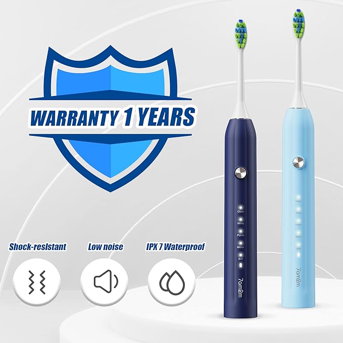 7AM2M Rechargeable Sonic Electric Toothbrush 2 Pack, Soft Toothbrushes - Image 5