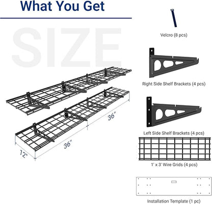 FLEXIMOUNTS 12-inch-by-72-inch Wall Shelf Garage Storage Rack Wall Mounted - Image 2