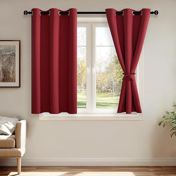 JIUZHEN Christmas Curtains Red Blackout Curtains by JIUZHEN