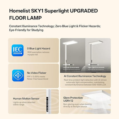 Homelist SKY1 Superlight 150W Full Spectrum Eye Protection Floor Lamp, 13000LM - Image 4