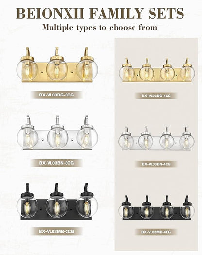 Beionxii Black Bathroom Vanity Light, 3-Light Bathroom Light Fixtures - Image 9