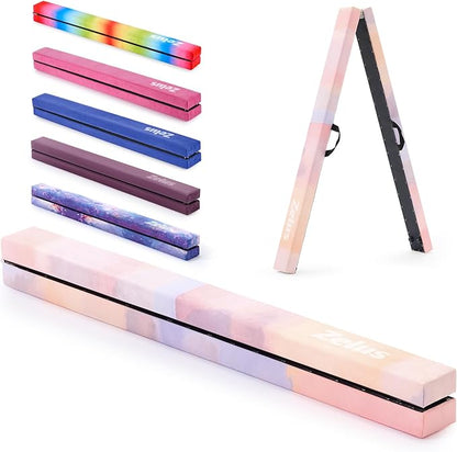ZELUS 8' Folding Gymnastics Balance Beam, Floor Balance Beam w/Carry Handles by ZELUS