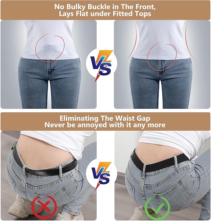 JASGOOD Women No Show Stretch Belt Elastic Web Strap Belt - Image 3