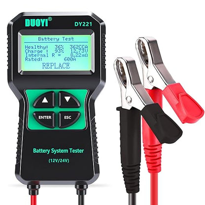 DUOYI DY221 Car Battery Tester, 12V 24V Digital Automotive Alternator Meter by DUOYI
