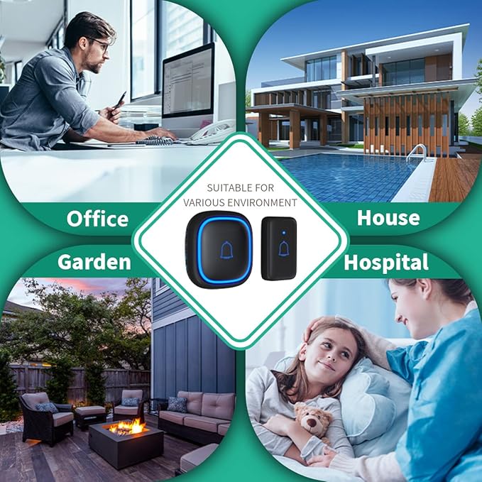 Wireless Doorbell Kits with 2 Receivers IP66 Waterproof 1000ft Range Door Bell - Image 7