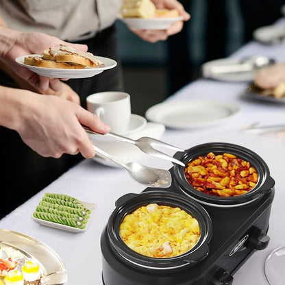 Sunvivi Double Slow Cooker, 2 Pot Small Mini Crock Buffet Servers and Warmer - Image 2