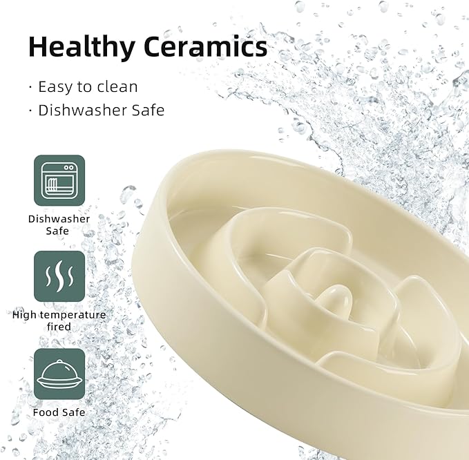 3.2 Cup Ceramic Raised Slow Feeder Dog Bowl Set, Elevated 8.2inch Bowl and - Image 7