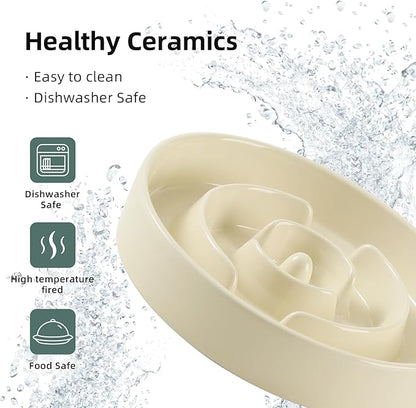 Ceramic Raised Slow Feeder Dog Bowl Set, Elevated 7.3inch Bowl and 8.2inch - Image 7
