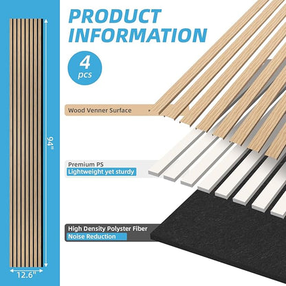 Art3d 4-Piece 94 x 12.6 Inch Acoustic Lightweight Slat Wall Panel - Image 7
