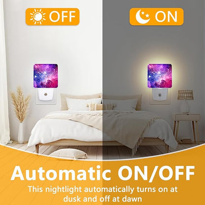 GANTINIR Purple Galaxy Space Night Light, Plug-into Nightlight White LED Lamp - Image 6