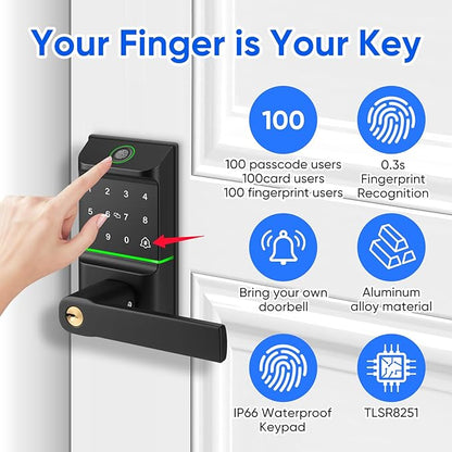 Keypad Smart Door Lock with Handle, Keyless Entry Deadbolt - Image 3