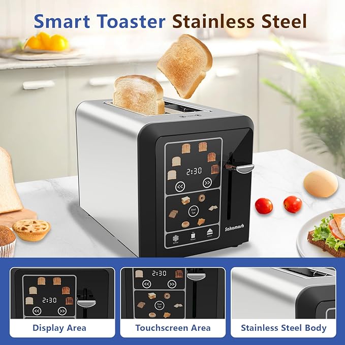 Touch Screen Toaster 2 Slice, Smart Digital Toasters, 6 Browning Levels & 6 - Image 7