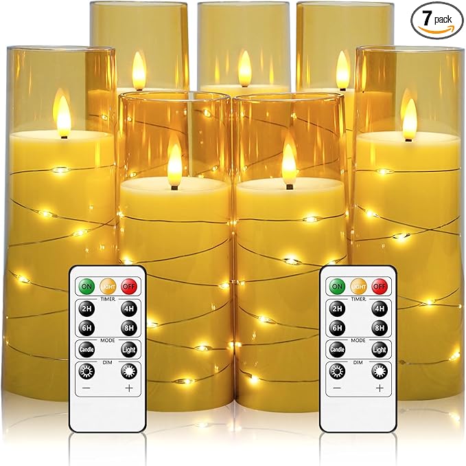 Flameless Candles with Embedded Star String, Battery Operated LED Pillar by Eebuss