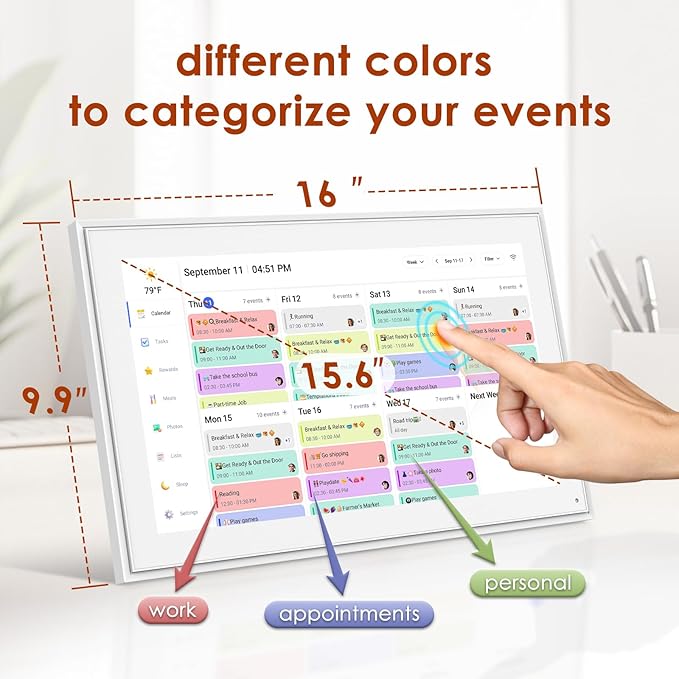 Digital Calendar 15.6 Inch, Electronic Calendar Chore Family Schedules - Image 4