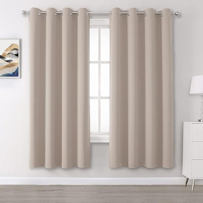 DUALIFE Light Brown Curtains for Living Room 2 Panels 63 Inches Long Solid by DUALIFE