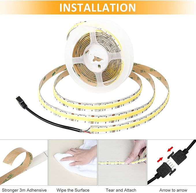 PAUTIX COB LED Strip Light White CCT Tunable 4800LEDs, CRI90+ 24ft/7.5m - Image 9