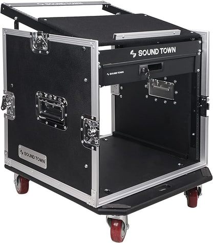 Sound Town High-Quality 1/2” Plywood 10U PA DJ Pro Audio Rack/Road ATA Case by SOUNDTOWN