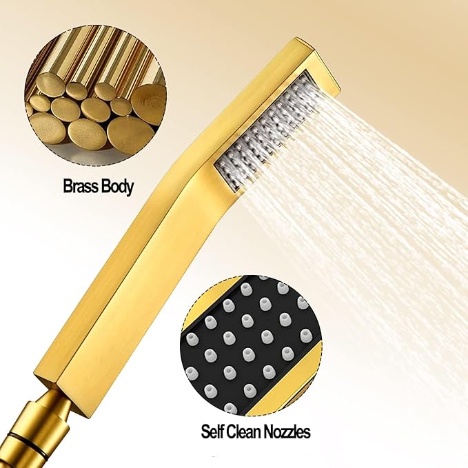 8"High Pressure Square Rain Shower Head and 2-in-1 Hand Shower.Equipped - Image 4