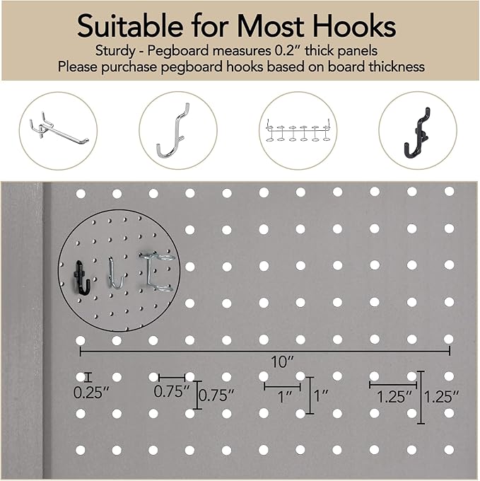 Wnutrees 4 Panel Pegboard Display, 5 Ft Wood Folding Privacy Screens Room - Image 5