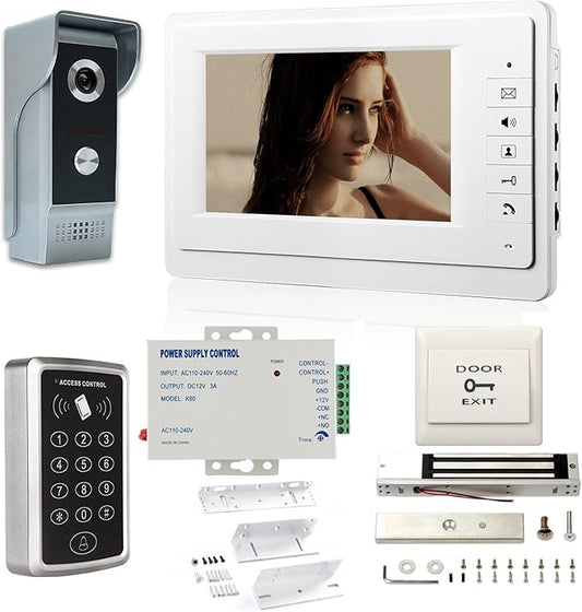 MENGQI-CONTROL 7'' LCD Video Door Phone Intercom Systems Via Password Open Door by MENGQI-CONTROL