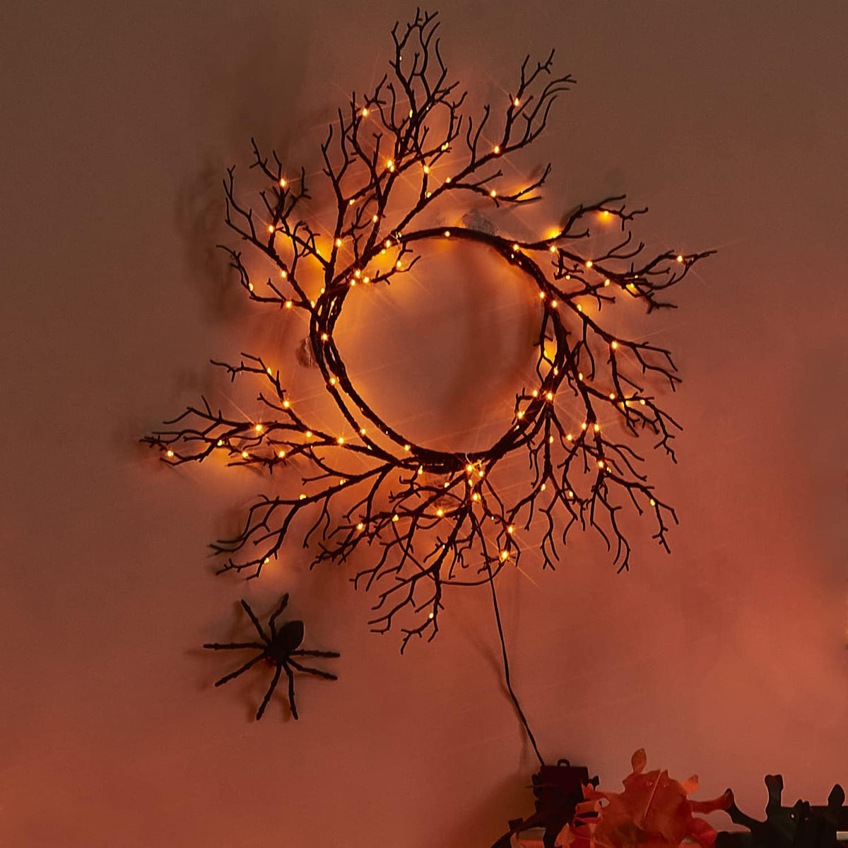 Fudios Lighted Halloween Garland with 120 Orange and Purple LED Fairy Lights ...