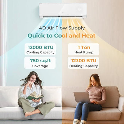 COSTWAY 12000 BTU Wifi Enabled Mini Split Air Conditioner & Heater, 22 SEER2 - Image 2