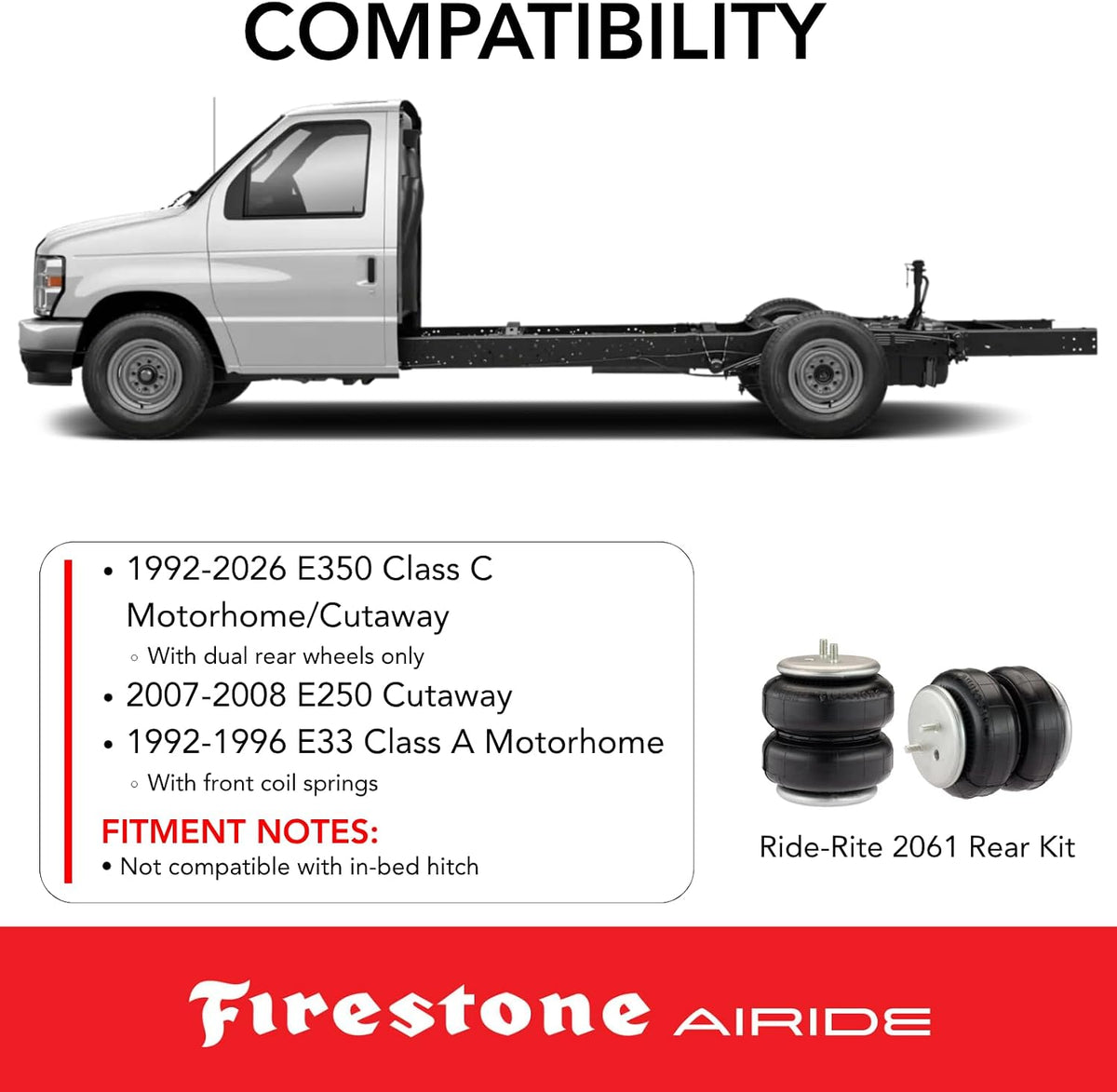 Firestone Airide 2061 Ride-Rite Rear Air Springs Kit with Mounting Assembly