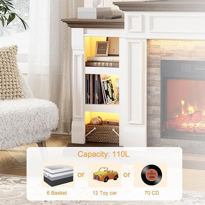 72" Electric Fireplace with Mantel and Cabinets, Fireplace TV Stand - Image 3