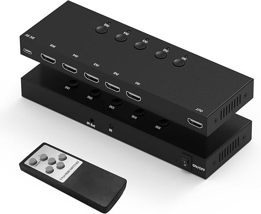 4K@60Hz 5 in 1 Out HDMI Switch, 5 Port HDMI Switcher Selector Support HDR10 & by OseTub