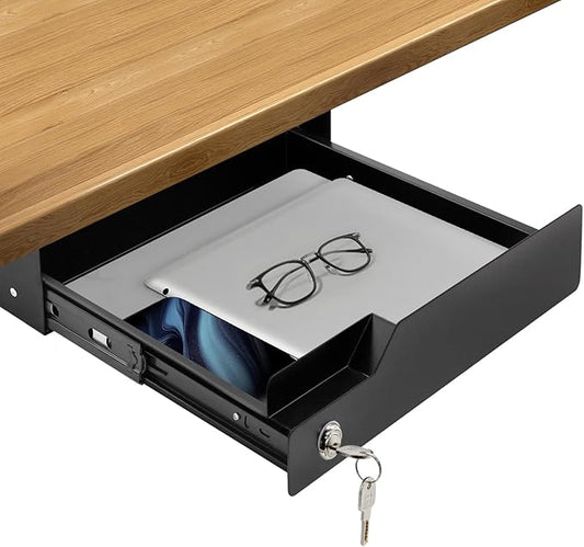 Under Desk Drawer Storage with Lock, Metal Undermount Table Drawer, Ball by CiaoStilista