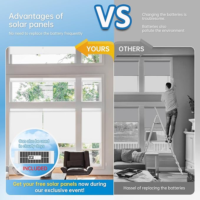 DENFOON Motorized Blinds with Remote, Thermal ElectricBlinds【Solar Panel】 - Image 3