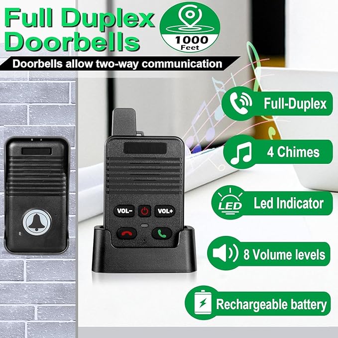Wireless Door Bell, Full Duplex Long Range Wireless Doorbell, Waterproof 2 Way - Image 3