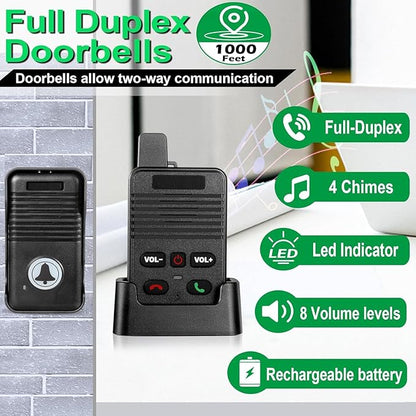 Wireless Door Bell, Full Duplex Long Range Wireless Doorbell, Waterproof 2 Way - Image 3