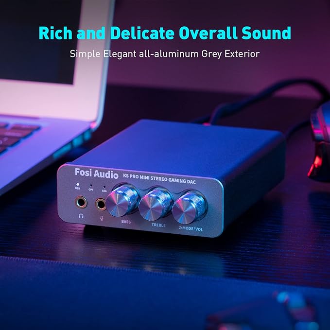 Fosi Audio K5 Pro Gaming DAC Headphone Amplifier Mini Hi-Fi Stereo - Image 3