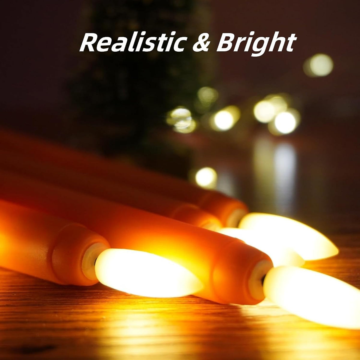 Burnt Orange Fall Halloween Flameless Taper Candles with Remote Set of 12