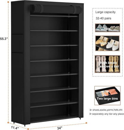 OYREL Tall Shoe Rack Dustproof Cabinet Large Capacity 8 Tier Shoe Organizer - Image 3