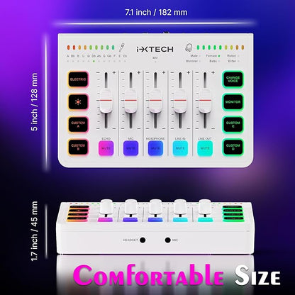 IXTECH Gaming Audio Mixer 4 Channel Soundboard, Streaming RGB PC Audio Interface - Image 6