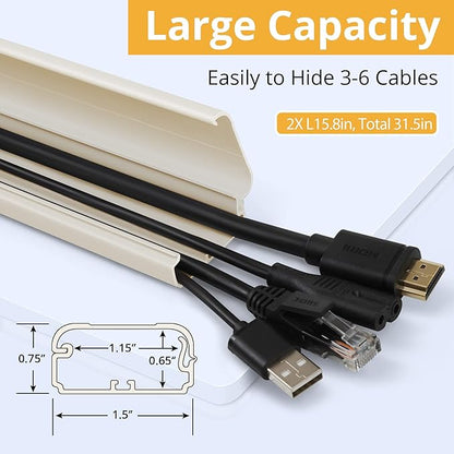 ZhiYo TV Cord Cover for Wall, 32 inch Cable Concealer, Cord Hider for Wall - Image 2