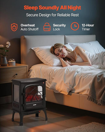 VEVOR 25.5inch Freestanding Fireplaces, 1500W 5120BTU Portable Electric - Image 6