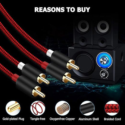 Goalfish RCA Cable, 2-Male to 2-Male RCA Audio Cord Stereo Subwoofer Cable - Image 5