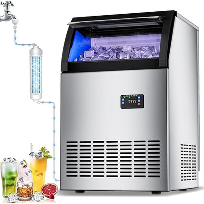 Commercial Gourmet Ice Maker Machine 150Lbs/24H, Stainless Steel Spray Drench by Amadvi